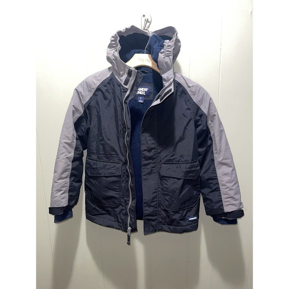 Lands End Kids Winter Coat Fleece Lined Water Wind Proof Jacket Sz L 7 EUC